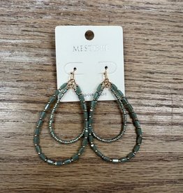 Jewelry Double Teardrop Mint Beaded Earrings