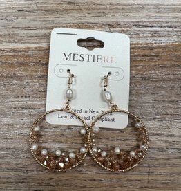 Jewelry Gold Circle Beaded Pearl Earrings