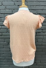 Top Maeve Peach Pleated Swiss Dot Top