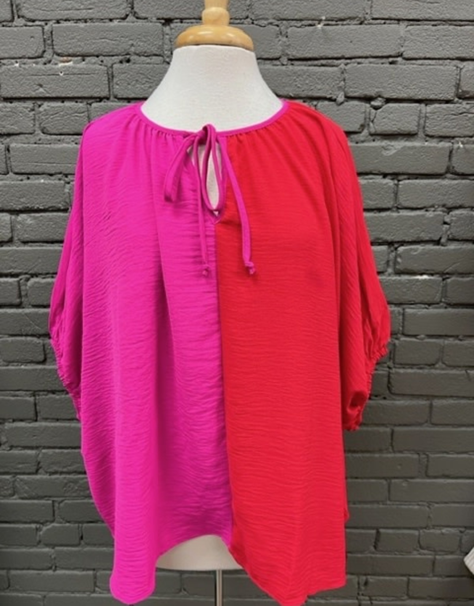 Top Cydney Pink Red Flowy Top