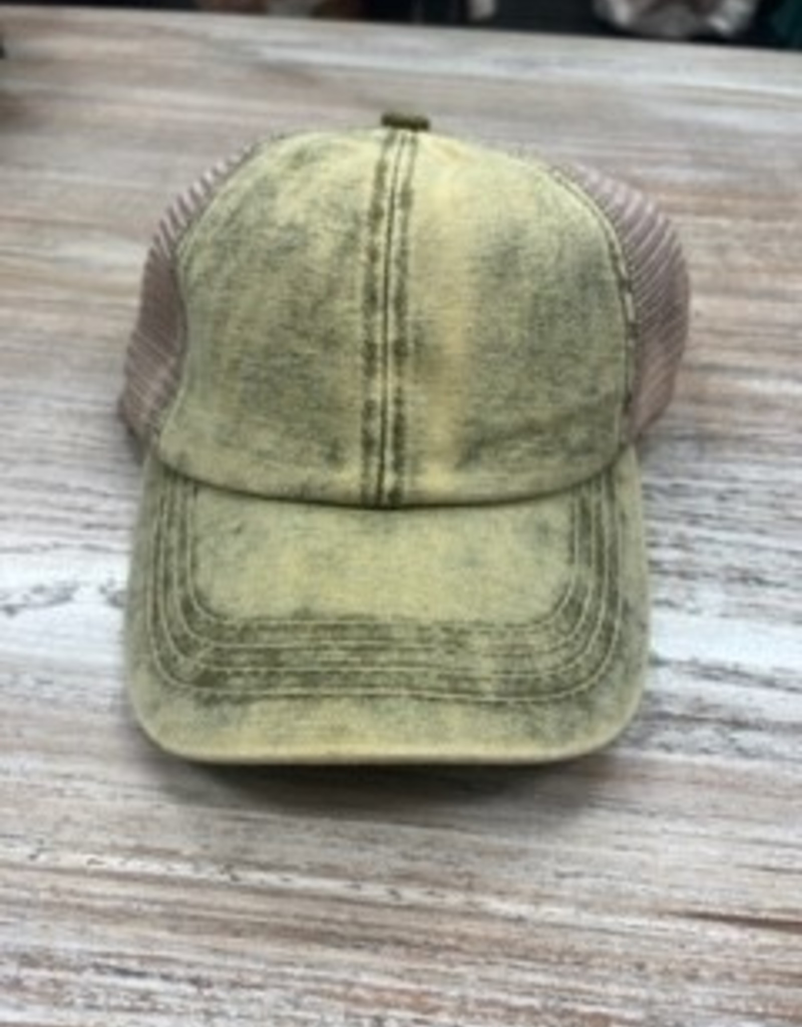 Hat CC Stonewashed Denim Criss Cross Trucker Hat