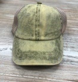 Hat CC Stonewashed Denim Criss Cross Trucker Hat