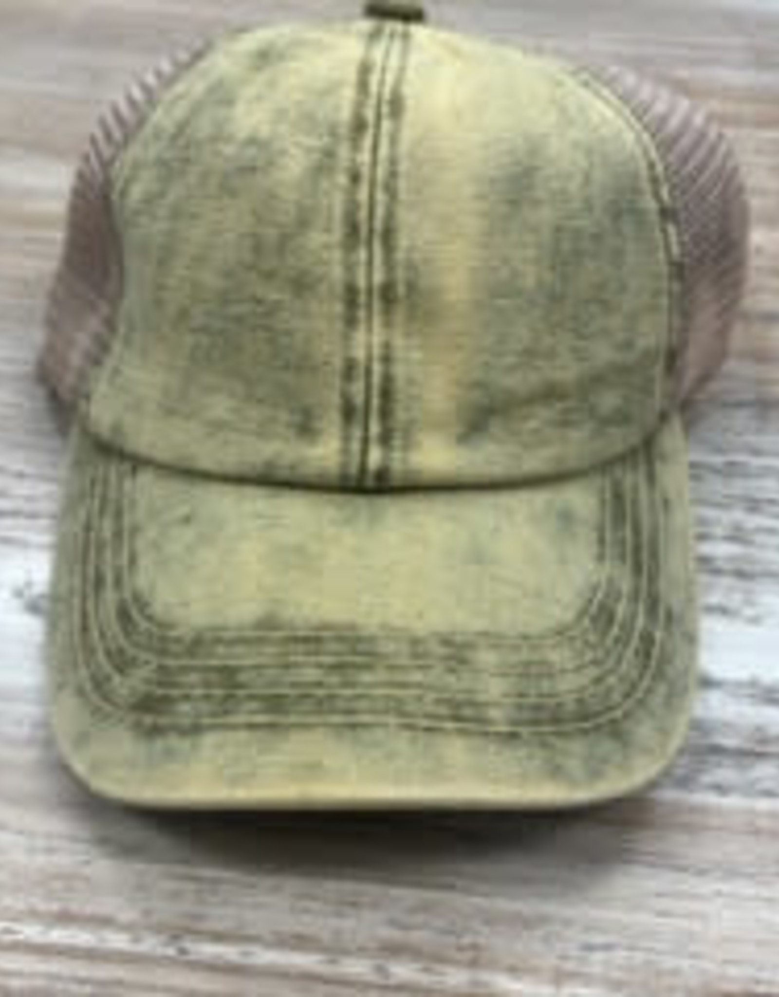 Hat CC Stonewashed Denim Criss Cross Trucker Hat