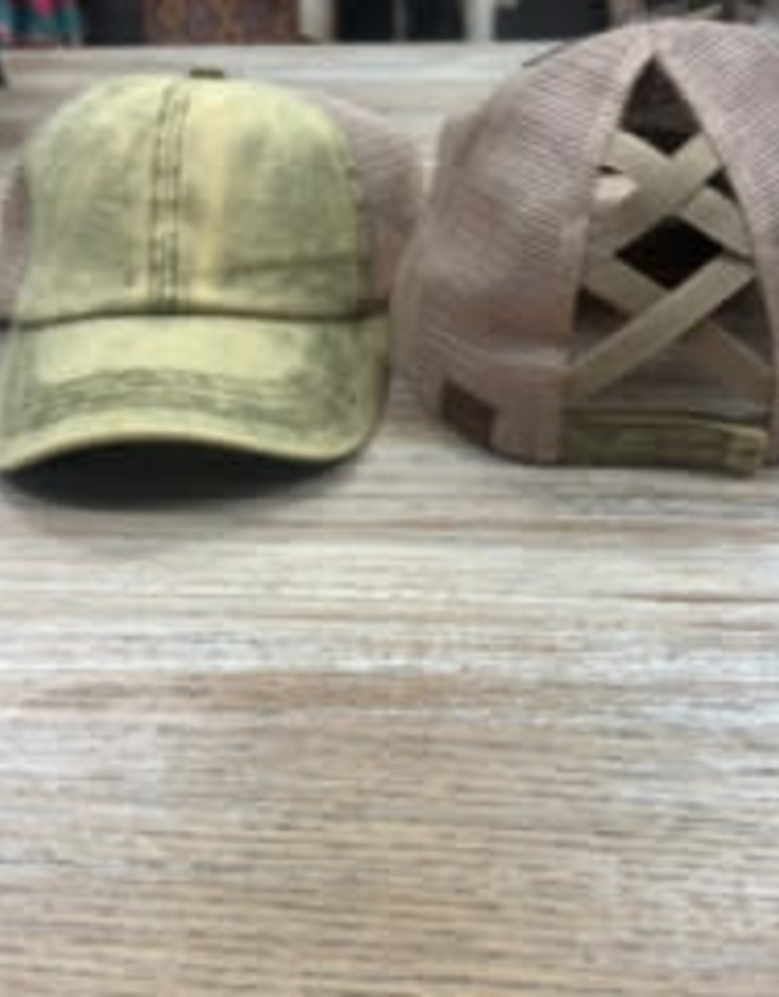 Hat CC Stonewashed Criss Cross Trucker Hat- Lime