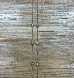 Jewelry Long Gold Mint/Green Stone Necklace