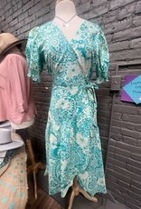 Dress Alison Teal Paisley Wrap Midi Dress