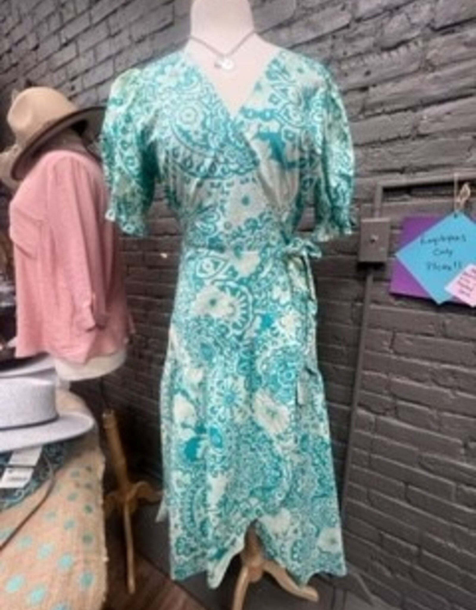 Dress Alison Teal Paisley Wrap Midi Dress