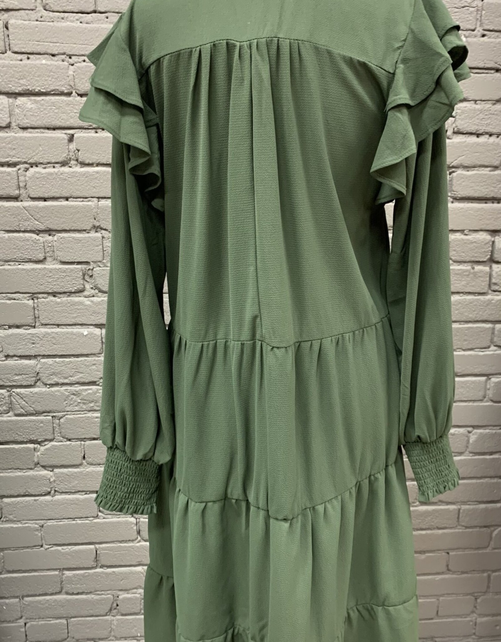 Dress Tyra Olive Ling Sleeve Tiered Maxi Dress