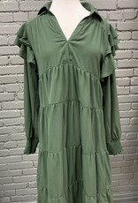 Dress Tyra Olive Ling Sleeve Tiered Maxi Dress