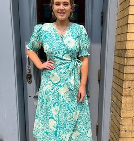 Dress Alison Teal Paisley Wrap Midi Dress