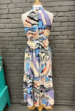 Dress Izzie Abstract Print Halter Midi Dress