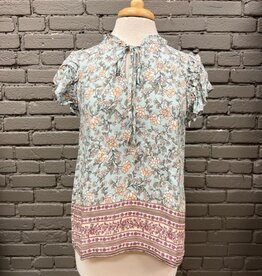 Top Emily Floral Tie Neck Top