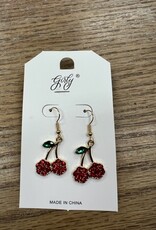 Jewelry Rhinestone Cherry Dangle Earrings