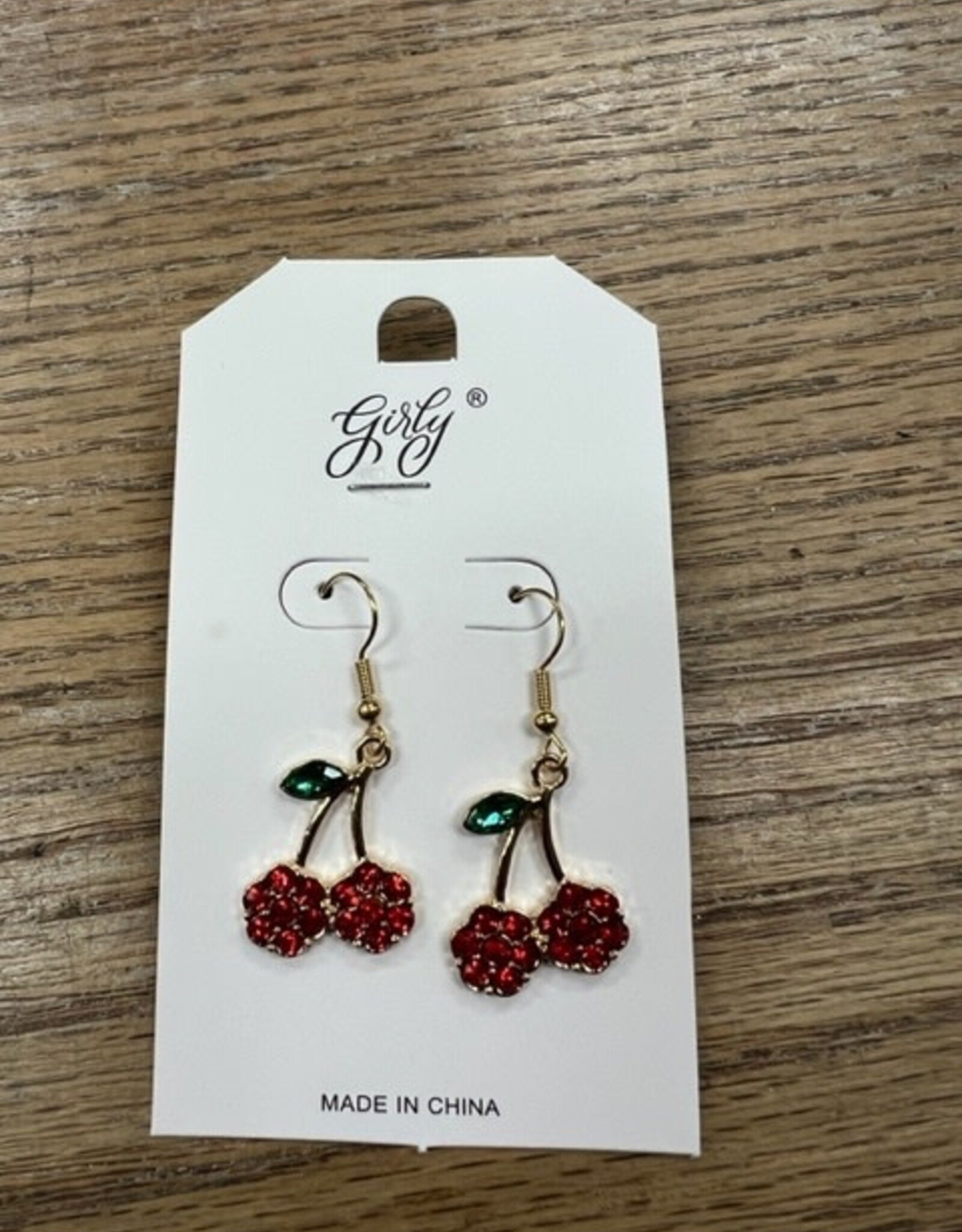 Jewelry Rhinestone Cherry Dangle Earrings