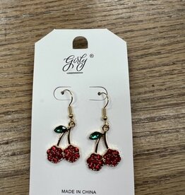 Jewelry Rhinestone Cherry Dangle Earrings