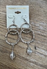 Jewelry Silver Circle Hammered Gem Earrings