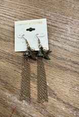 Jewelry Bronze Chain Bird Earrings