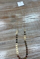 Jewelry Long Gold Rectangle Beaded Necklace