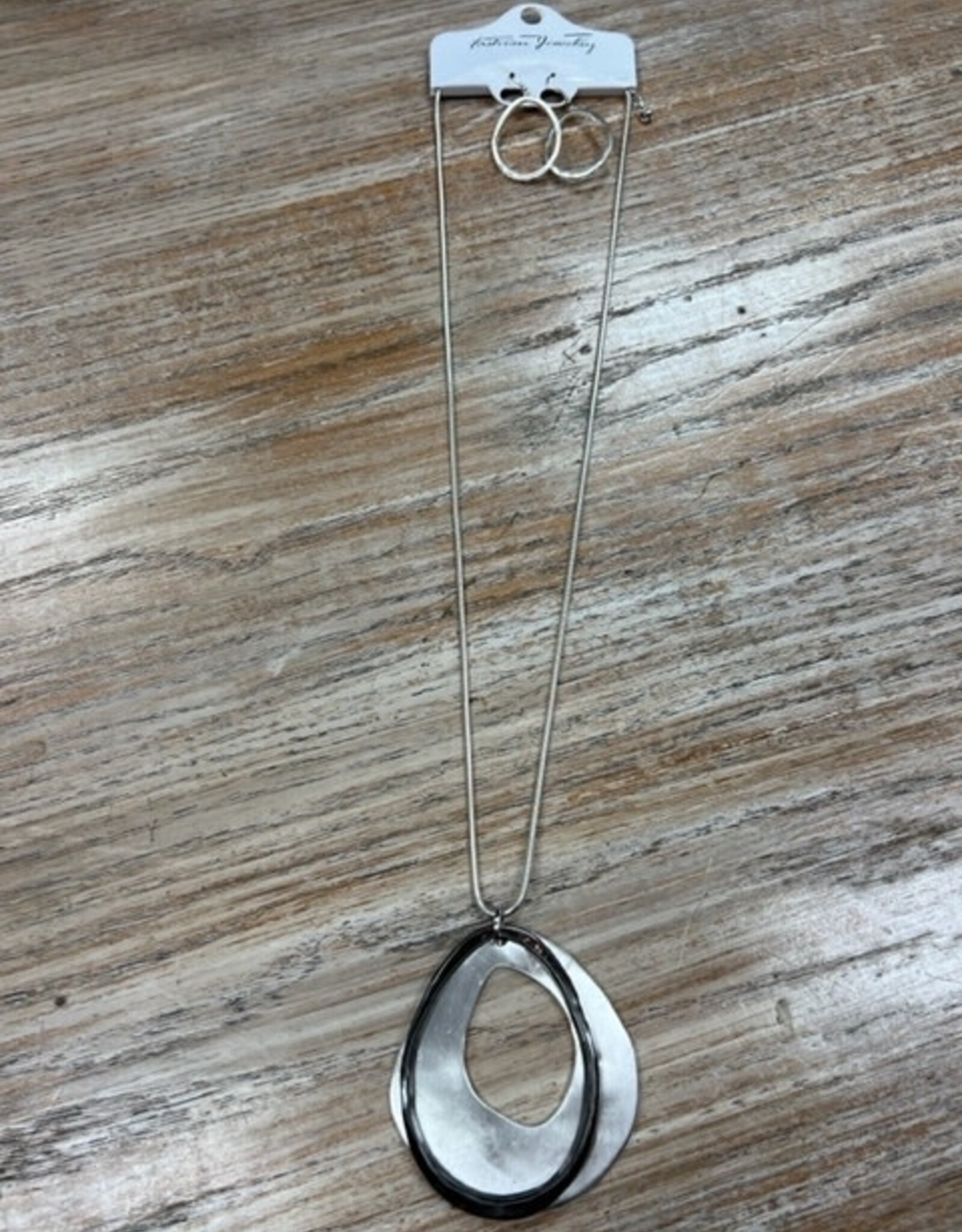 Jewelry Long Silver Double Circle Necklace