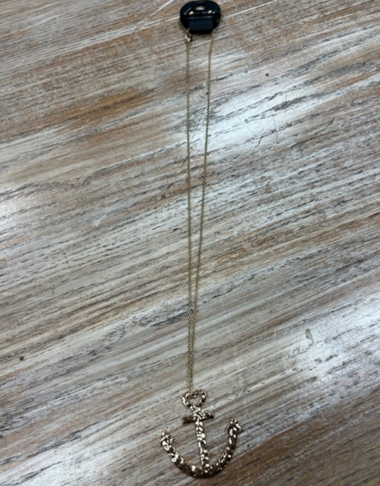 Jewelry Long Gold Hammered Anchor Necklace