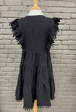 Dress Skylar Black Embroid Pom Dress