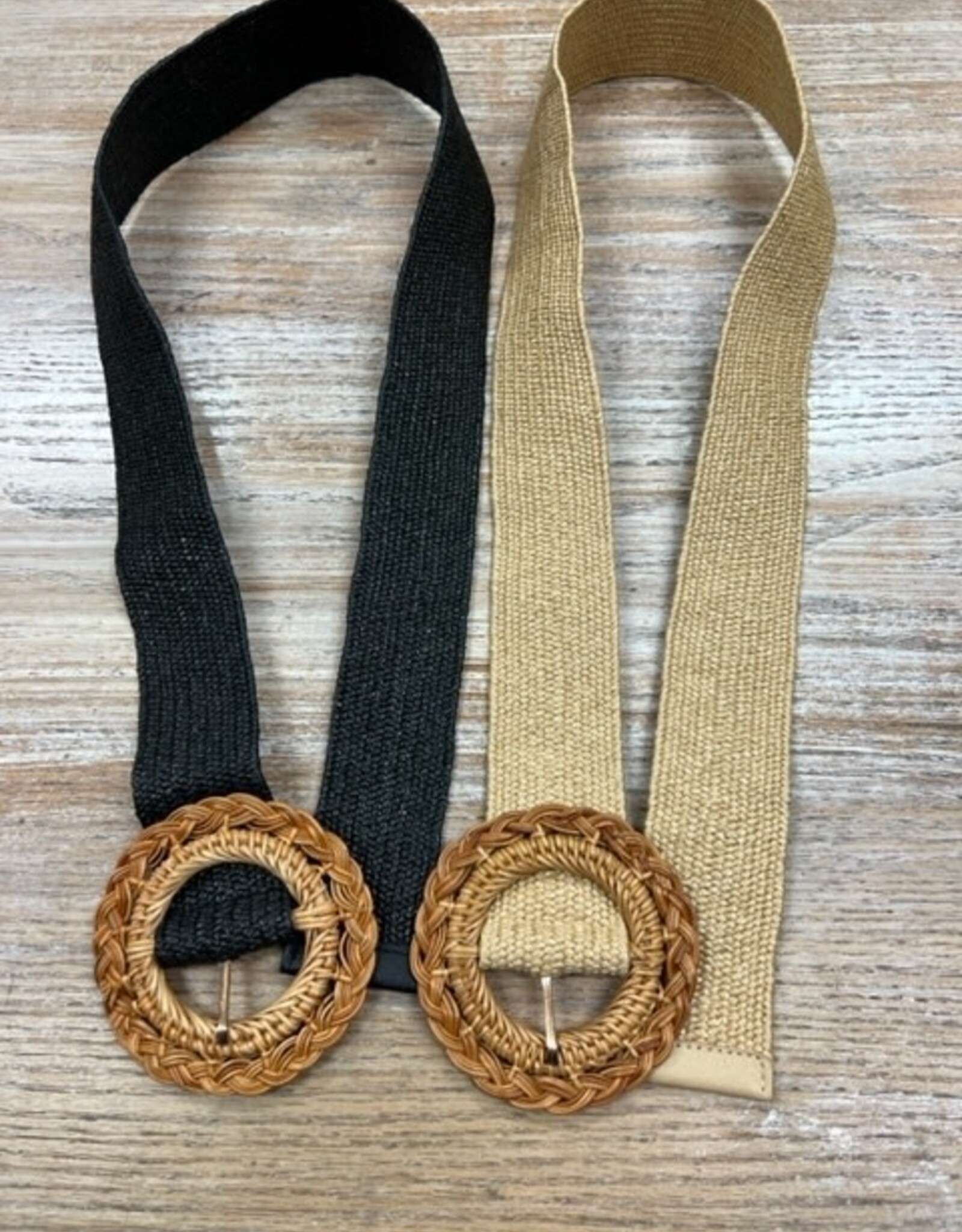 Belt Bamboo Buckle Stretch Straw Belt