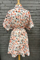 Dress Ellie Print Dolman Collar Button Dress