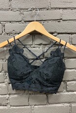 Lingerie Scalloped Lace Padded Bralette Charcoal Large