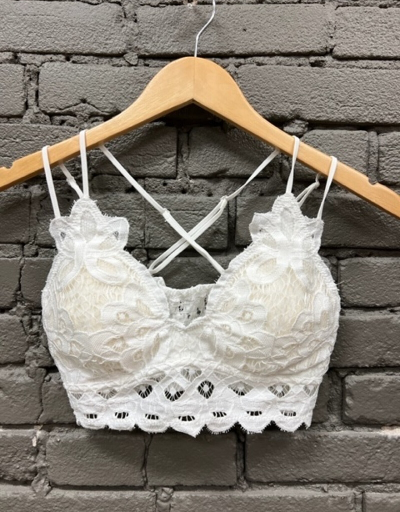 Lingerie Scalloped Lace Padded Bralette Ivory Small