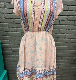 Dress Cali Boho Floral Button Dress