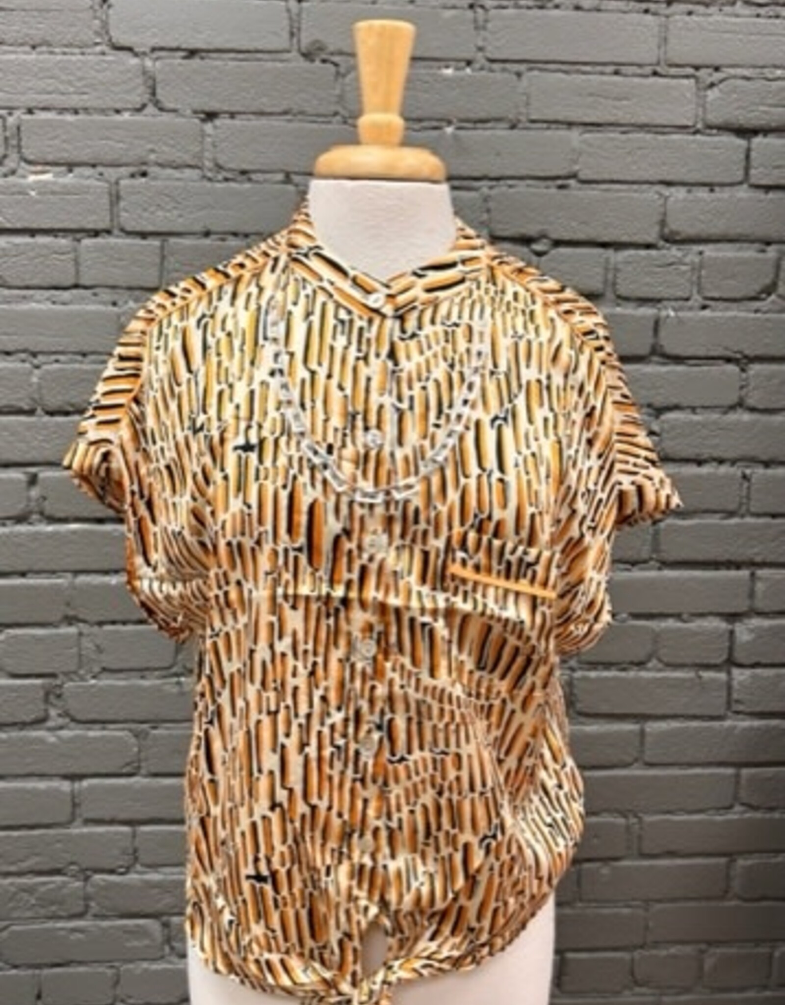 Blouse Juno Gold Pattern Tie Blouse