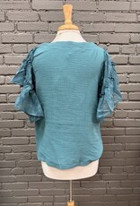 Blouse Ingrid Teal Blue Sheer Blouse