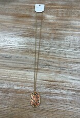 Jewelry Long Gold Multi Stone Oval Necklace