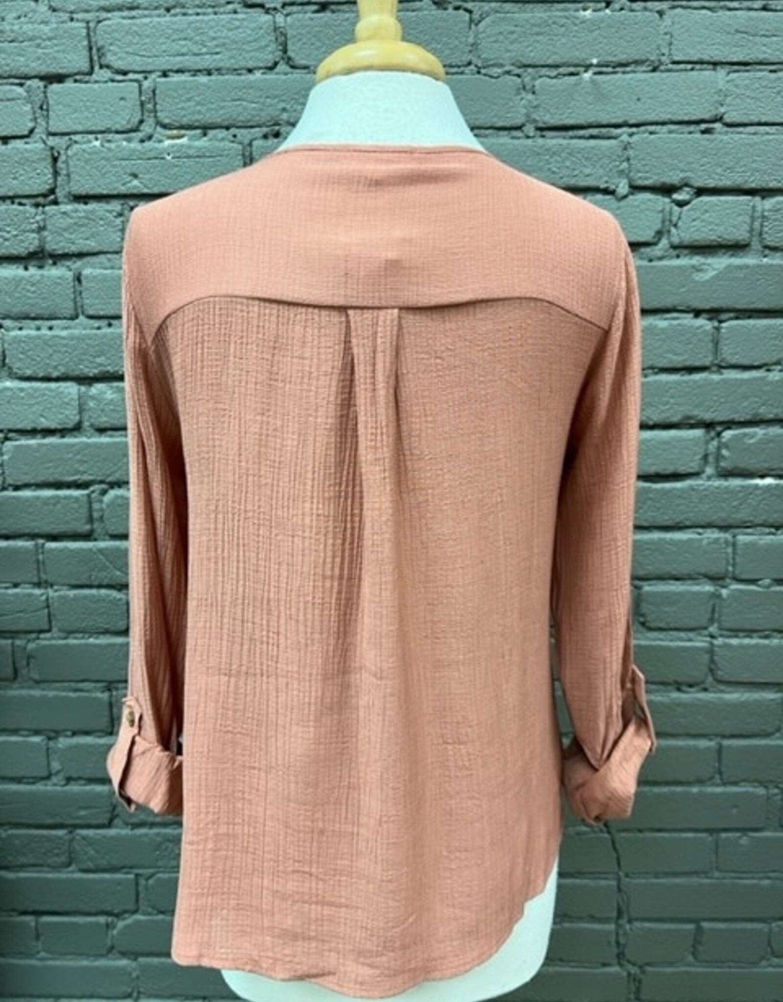 Shirt Madison Terracotta Button Roll Sleeve Top