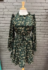 Dress Louisa Floral LS Tie Ruffle Dress