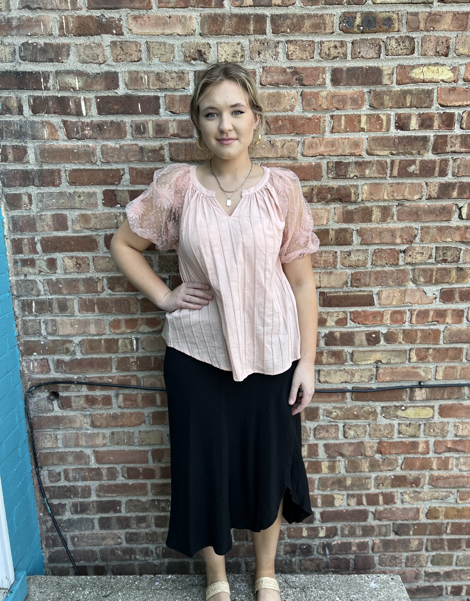 Blouse Ethel Blush Sheer Blouse