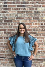 Blouse Ingrid Teal Blue Sheer Blouse