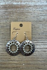 Jewelry Silver Circle Pearl Western Earrings