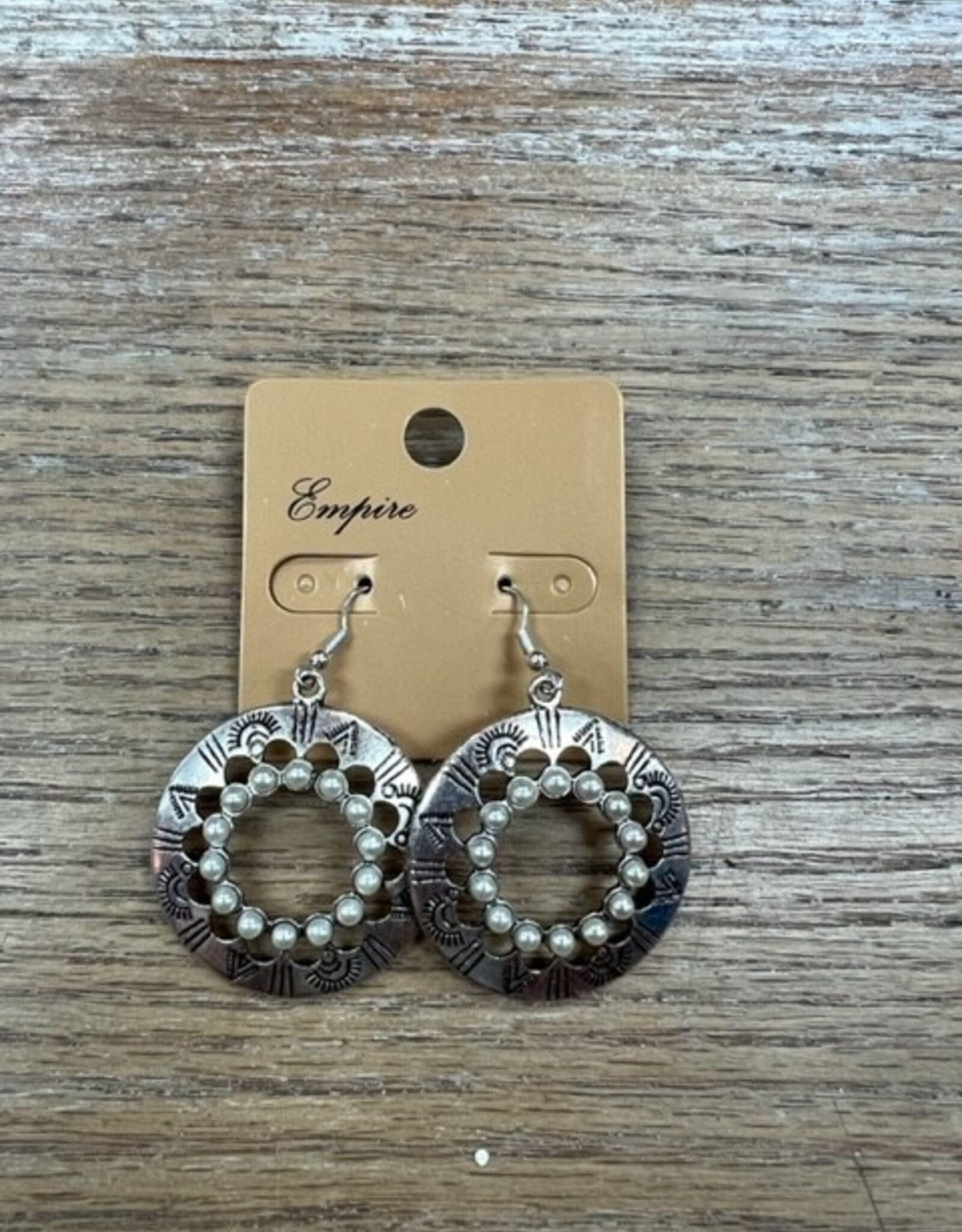Jewelry Silver Circle Pearl Western Earrings