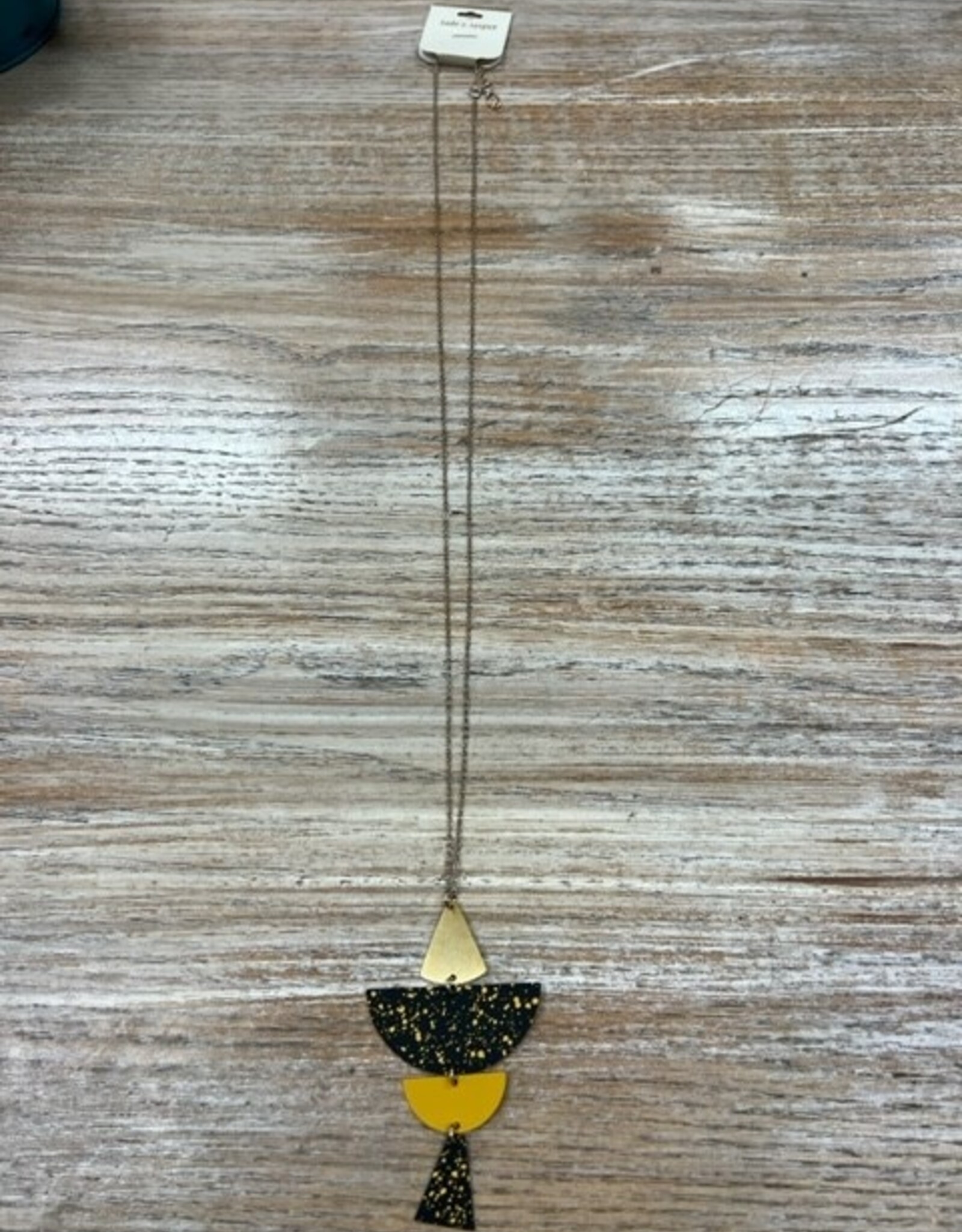 Jewelry Black Gold Mustard Shapes Necklace