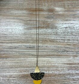Jewelry Black Gold Mustard Shapes Necklace