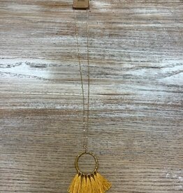 Jewelry Long Gold Necklace Mustard Beads Tassels