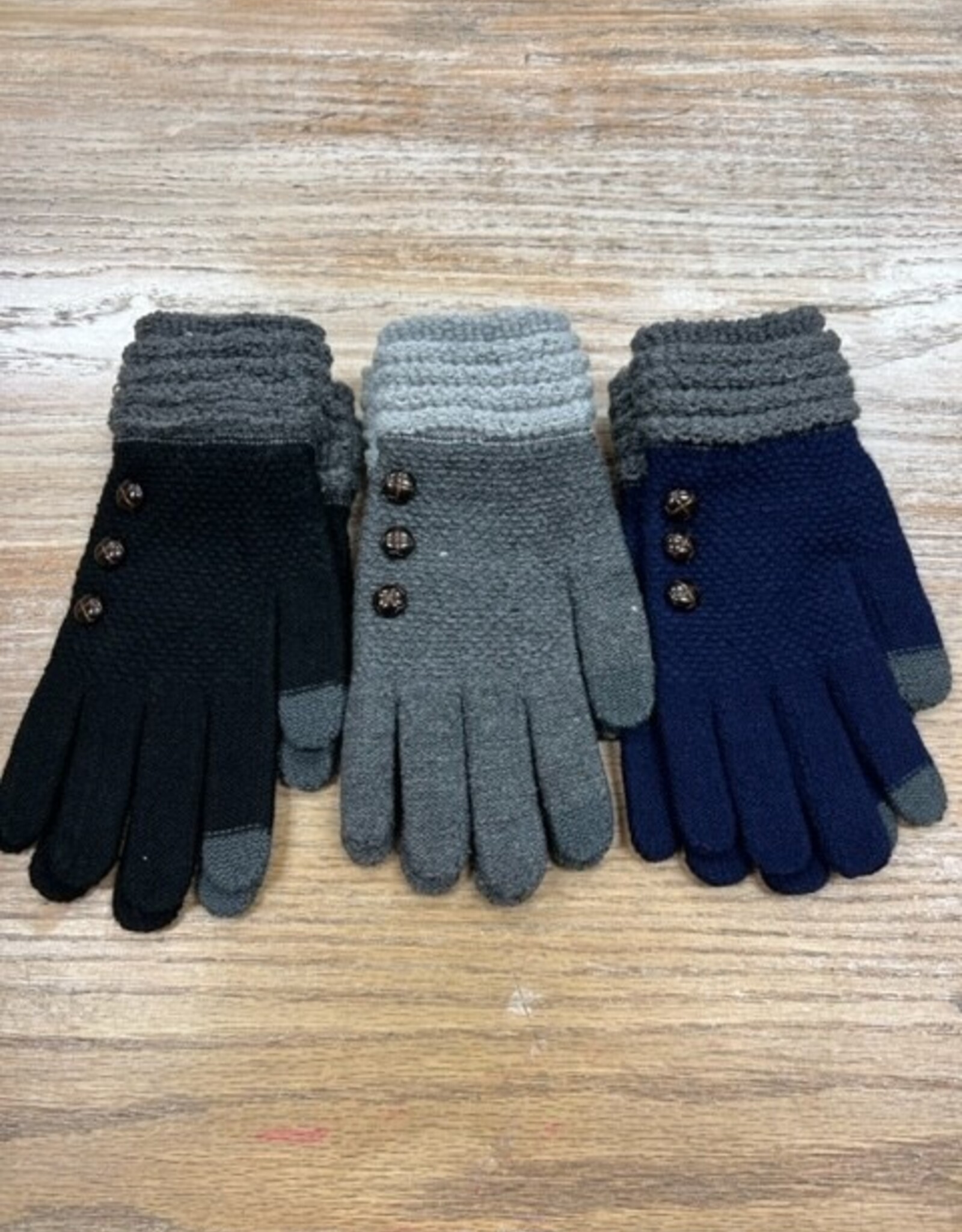Gloves Knit Touchscreen Gloves w/ Buttons