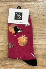 Socks Women's Crew Socks- Cats & Boxes