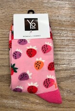 Socks Women's Crew Sock- Strawberries