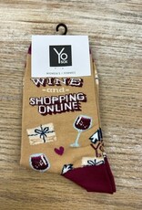 Socks Women's Crew Socks- Wine & Shopping