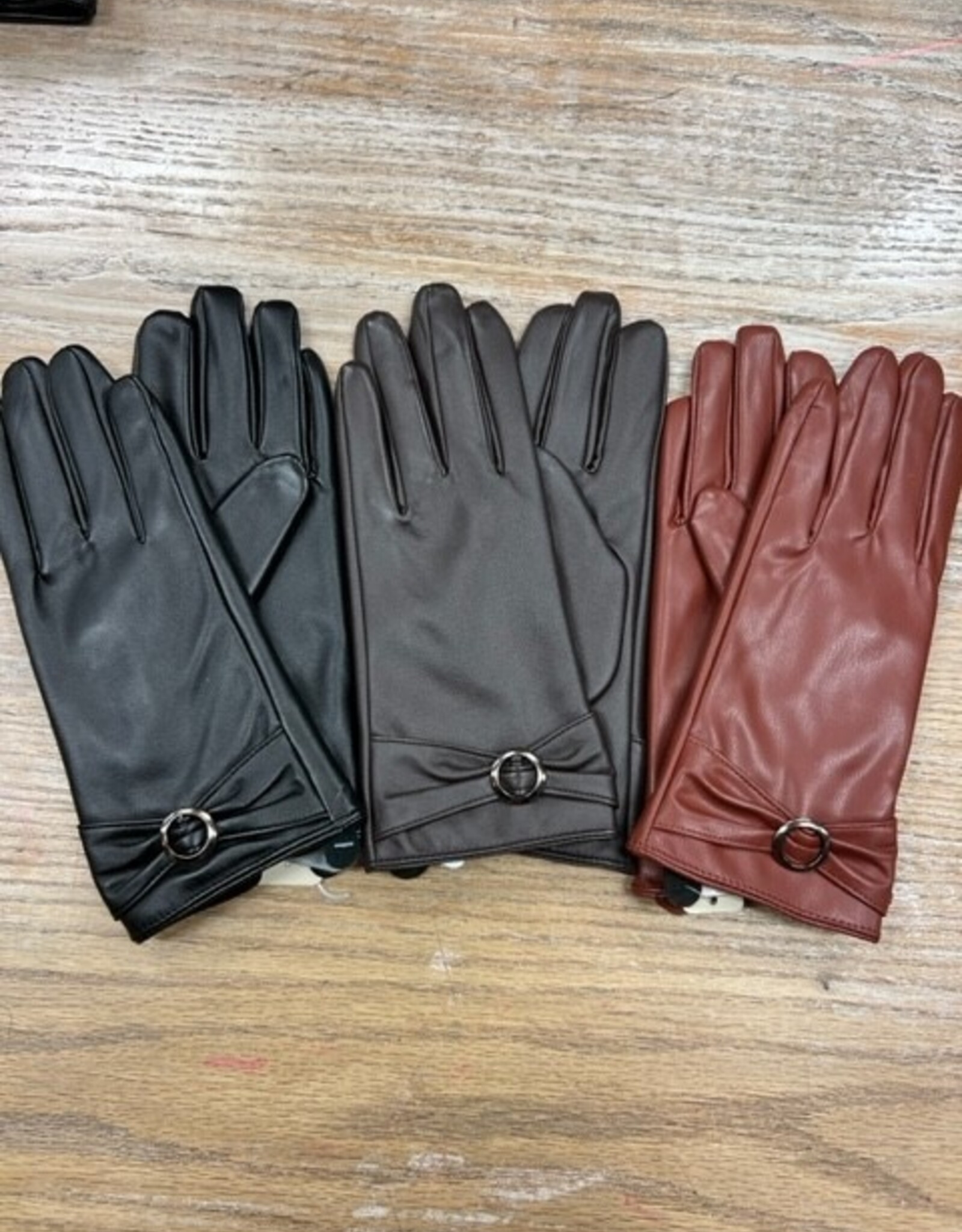 Gloves Leather Gloves w/ Metal Circle