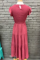 Dress Teagan Raspberry Smock Tiered Midi Dress
