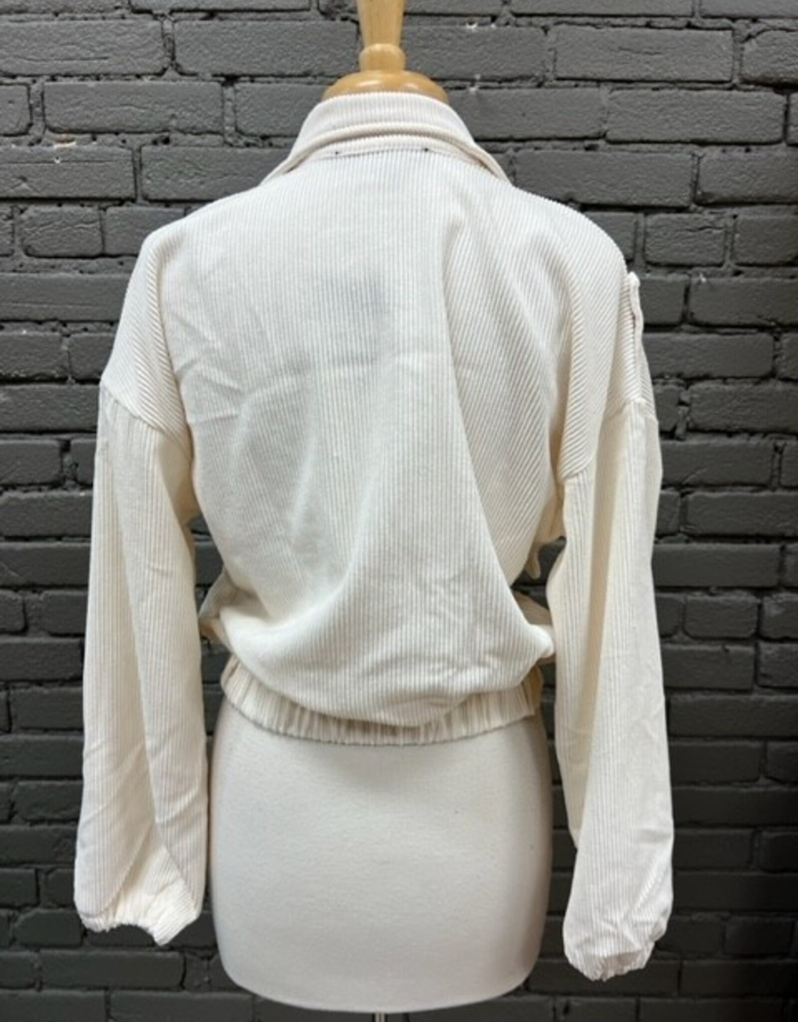 Jacket Clarissa Cream Corduroy Zip Jacket