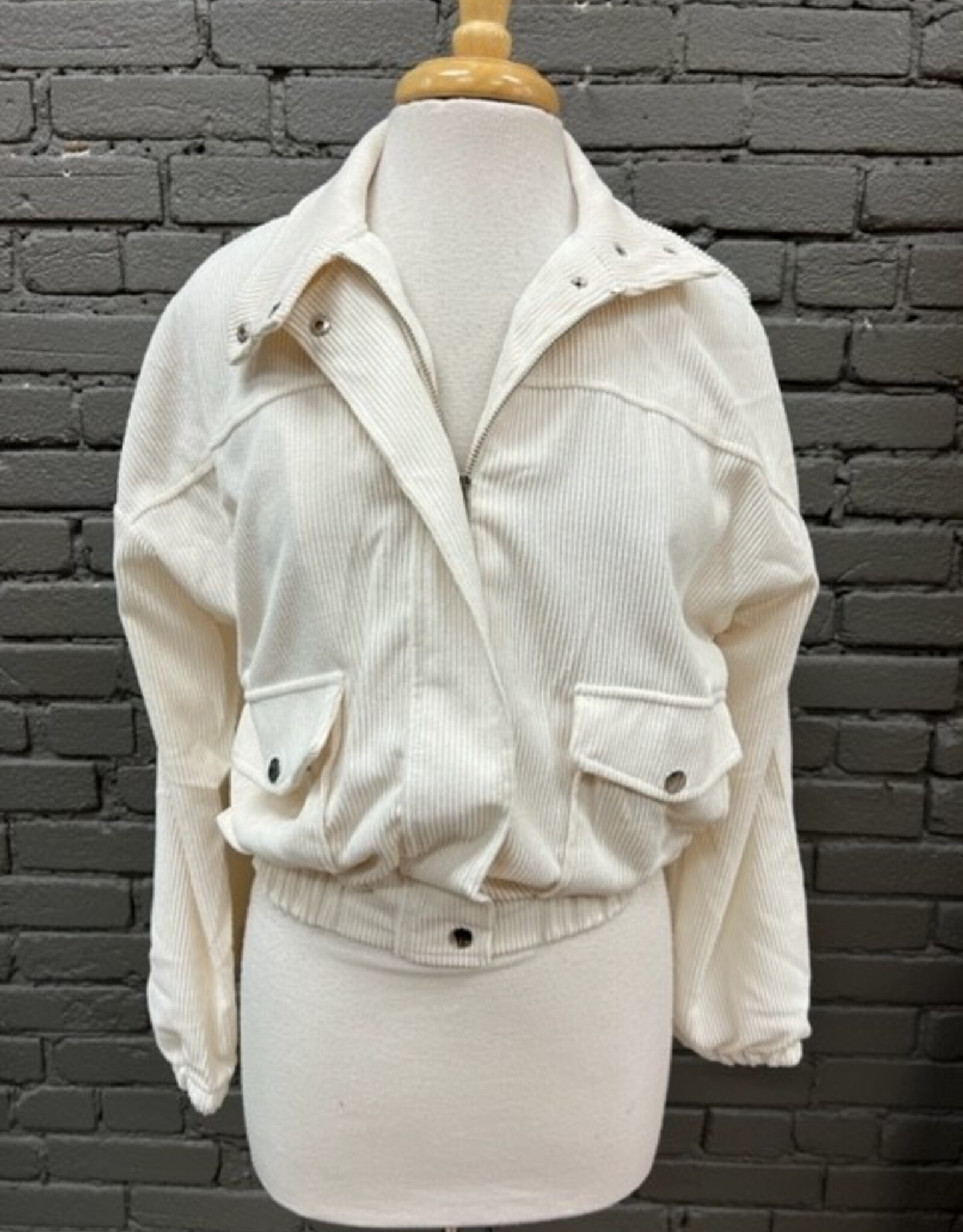 Jacket Clarissa Cream Corduroy Zip Jacket